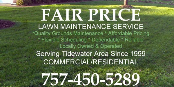 Tidewater Lawn Maintenance Jimmy McGinnis call 757-450-5289